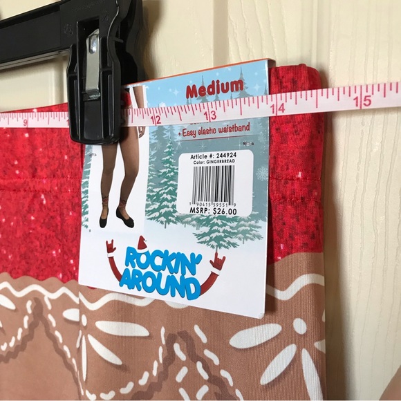 Gingerbread Christmas Candy Leggings Women’s Size M Medium Pants - Picture 6 of 7